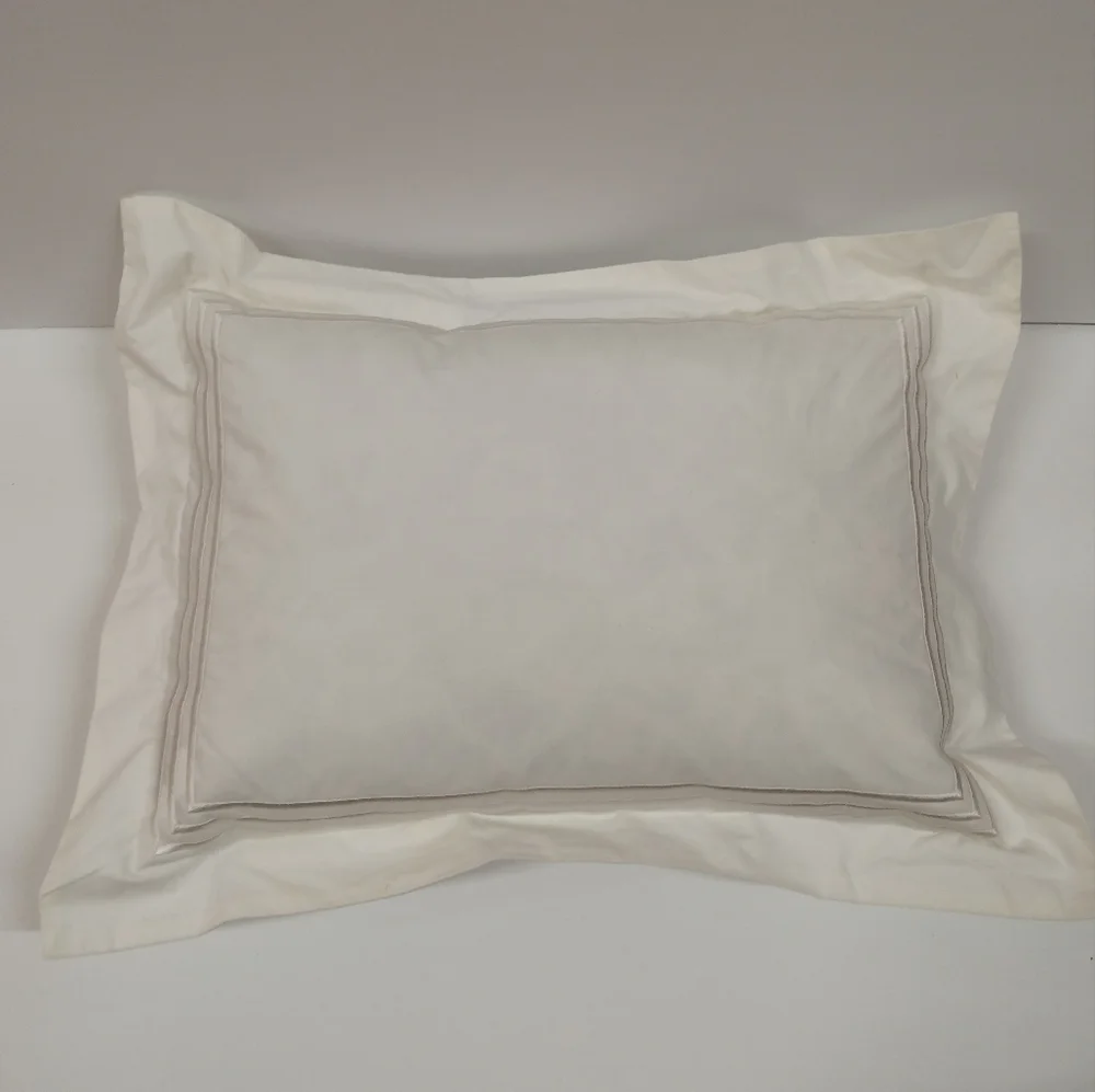 Pottery Barn Fine Cotton Embroidery Border Lumbar Pillow + Insert
